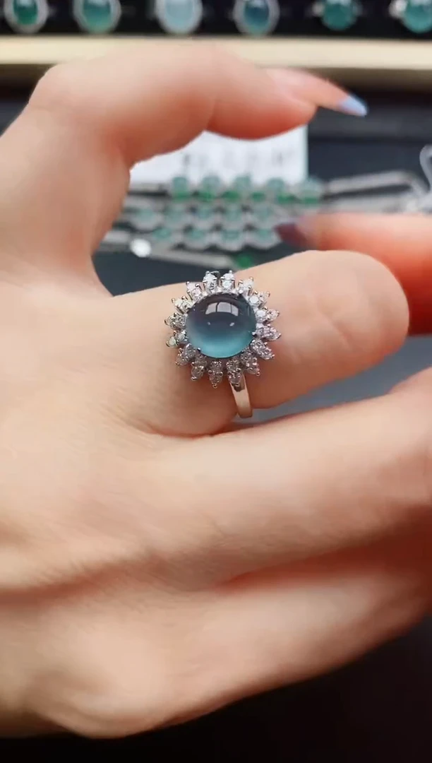 翡翠戒指银S925镶嵌1