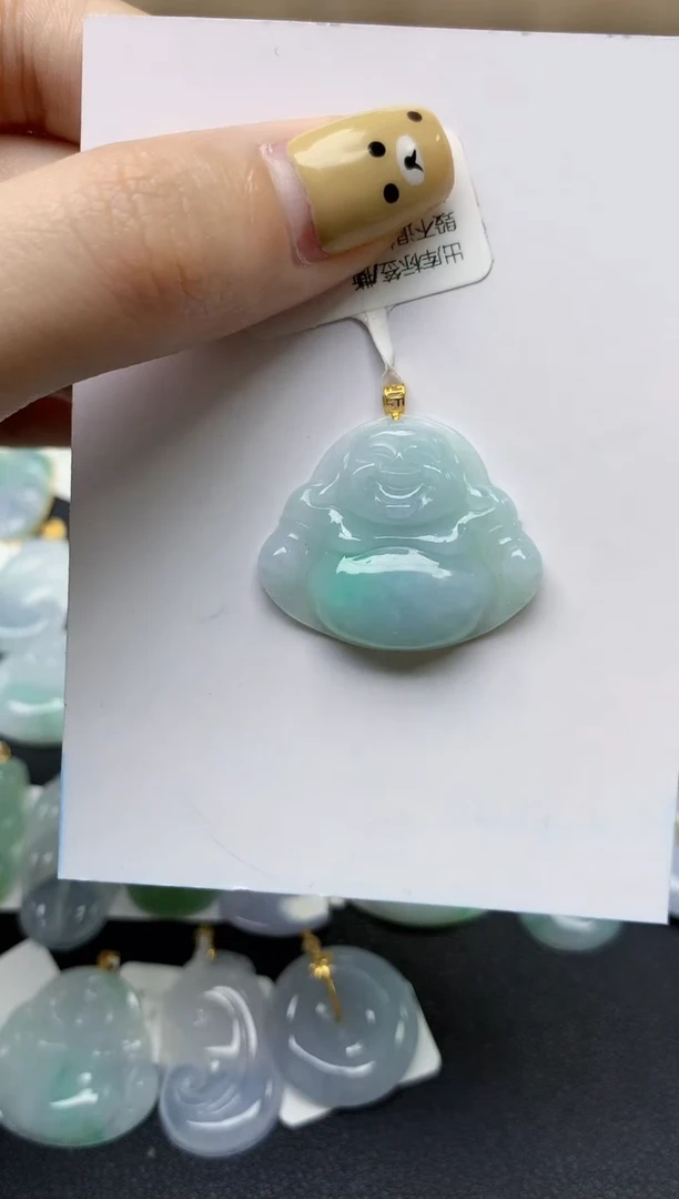 翡翠18K金镶嵌颈饰天然翡翠A货