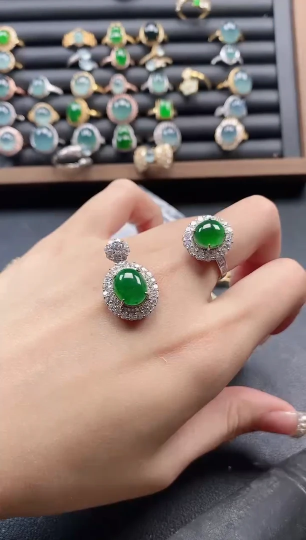 银S925镶嵌戒指翡翠51511