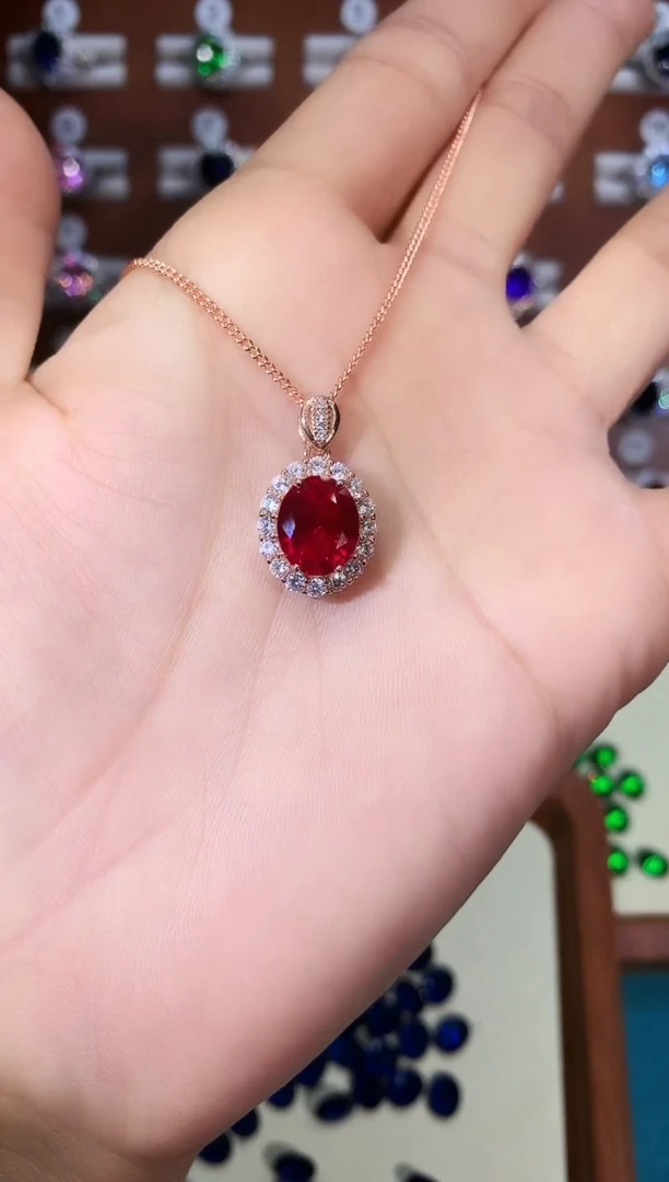 颈饰银S925镶嵌红宝石810