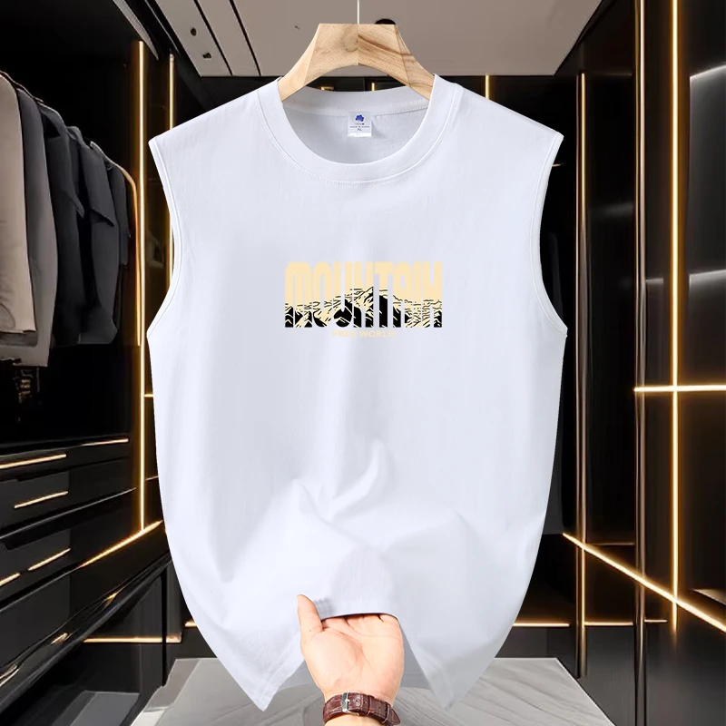 夏季背心T恤大码男士运动纯棉外穿宽松潮流无袖时尚休闲薄款速干