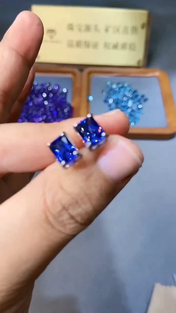 【闪购商品】蓝宝石耳饰银S925镶嵌354