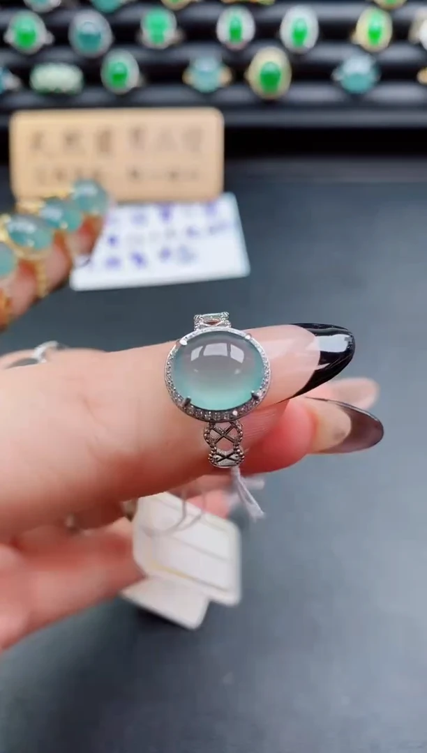 银S925镶嵌戒指翡翠1