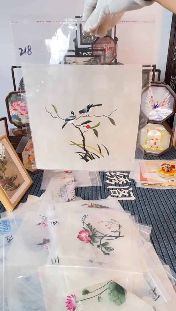 织绣纯手工苏绣双面绣绣布218