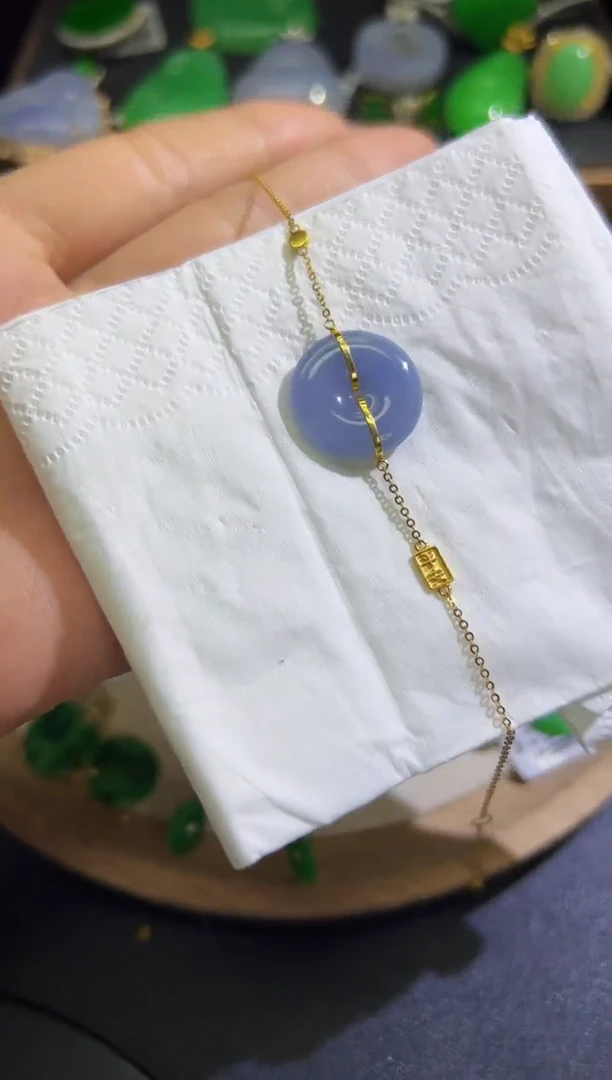 【闪购商品】翡翠手链18K金镶嵌Q缅料A货翡翠/支持复检/一件