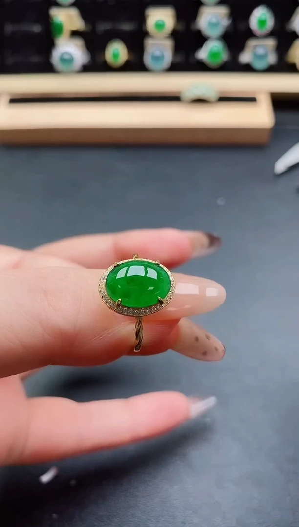 银S925镶嵌戒指翡翠1