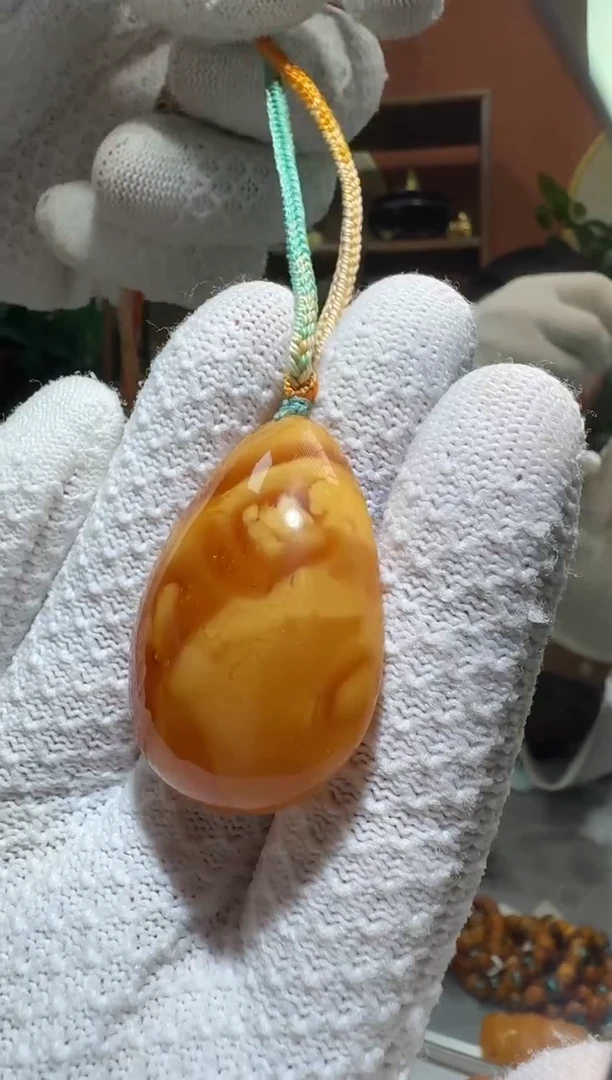 蜜蜡颈饰未镶嵌1990天然蜜蜡珠宝奇石全都保真