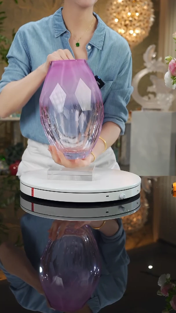 瓷片福利粉瓷渐变切面花瓶带底座