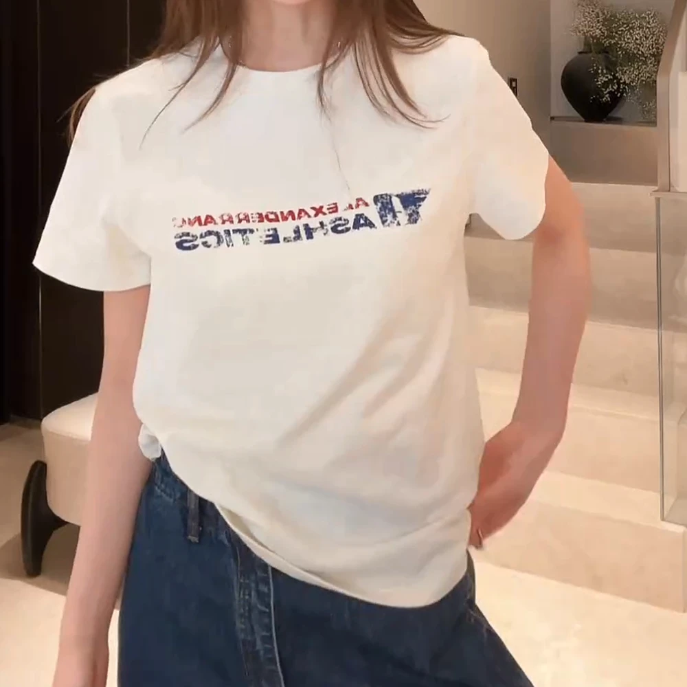 挺阔柔软美式正肩圆领T恤女2025夏季新款宽松短袖上衣