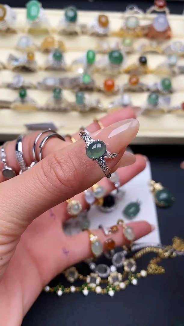 【闪购商品】翡翠戒指银S925镶嵌1111111+5