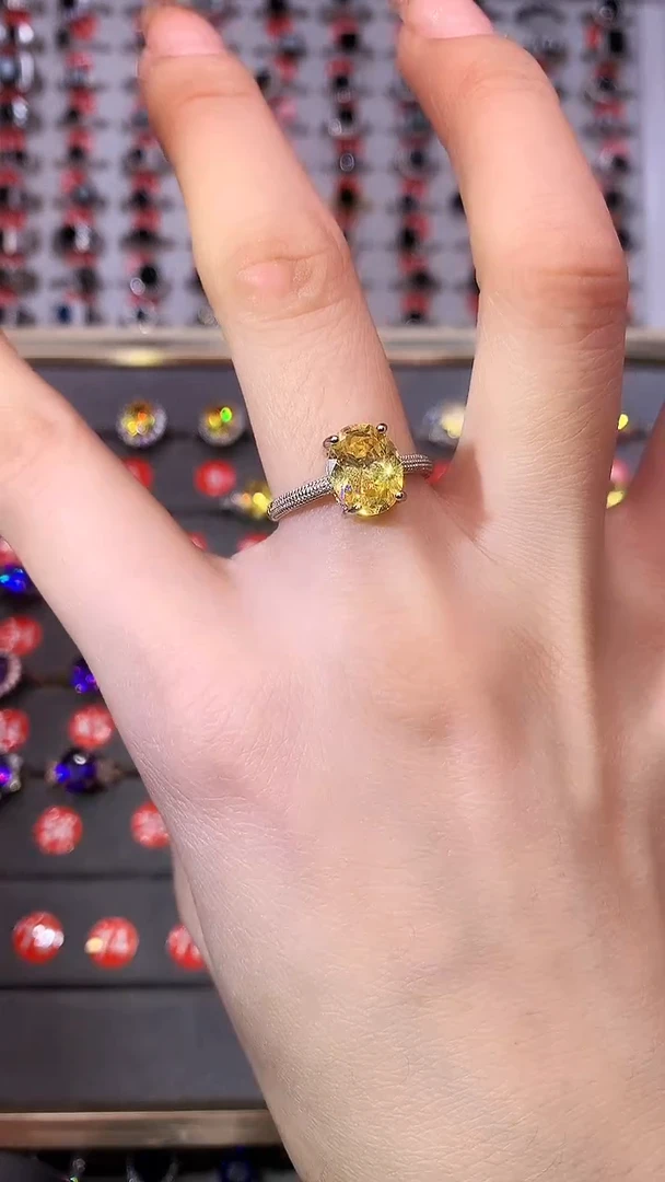 【闪购商品】黄晶戒指银S925镶嵌11111