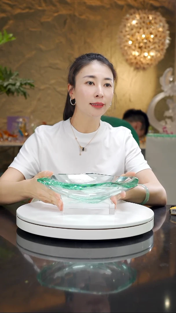 琉璃湖水绿不规则切面果碗