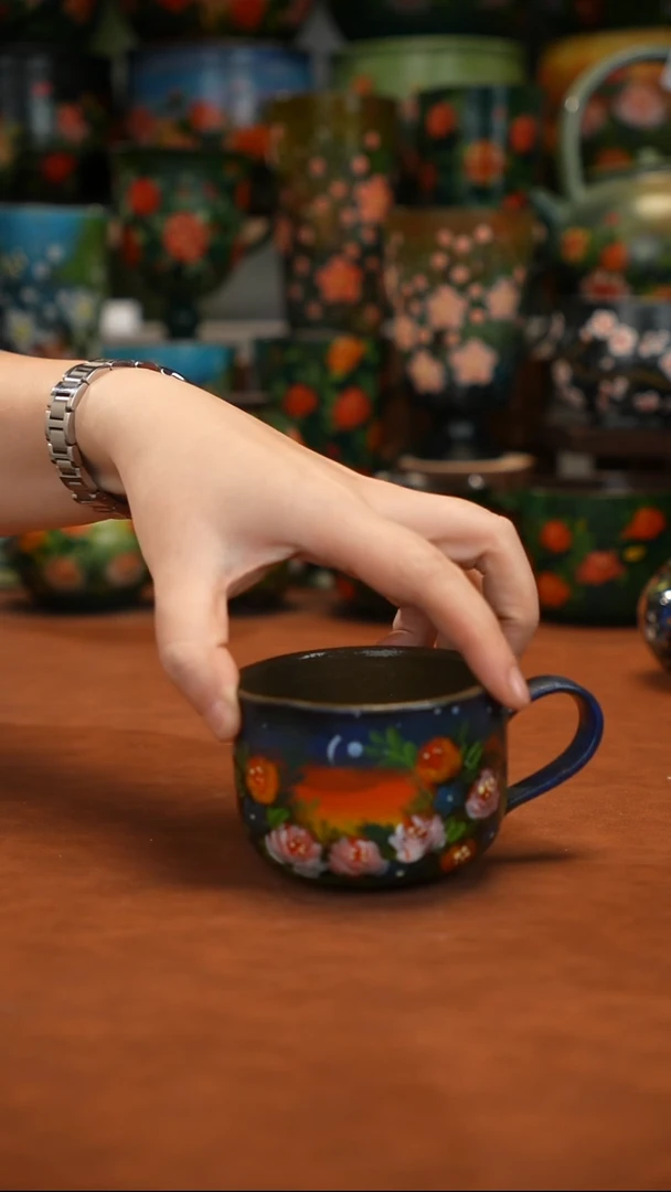 紫砂油画手绘釉下彩