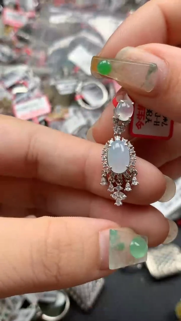 银S925镶嵌戒指翡翠天然A货缅甸翡翠