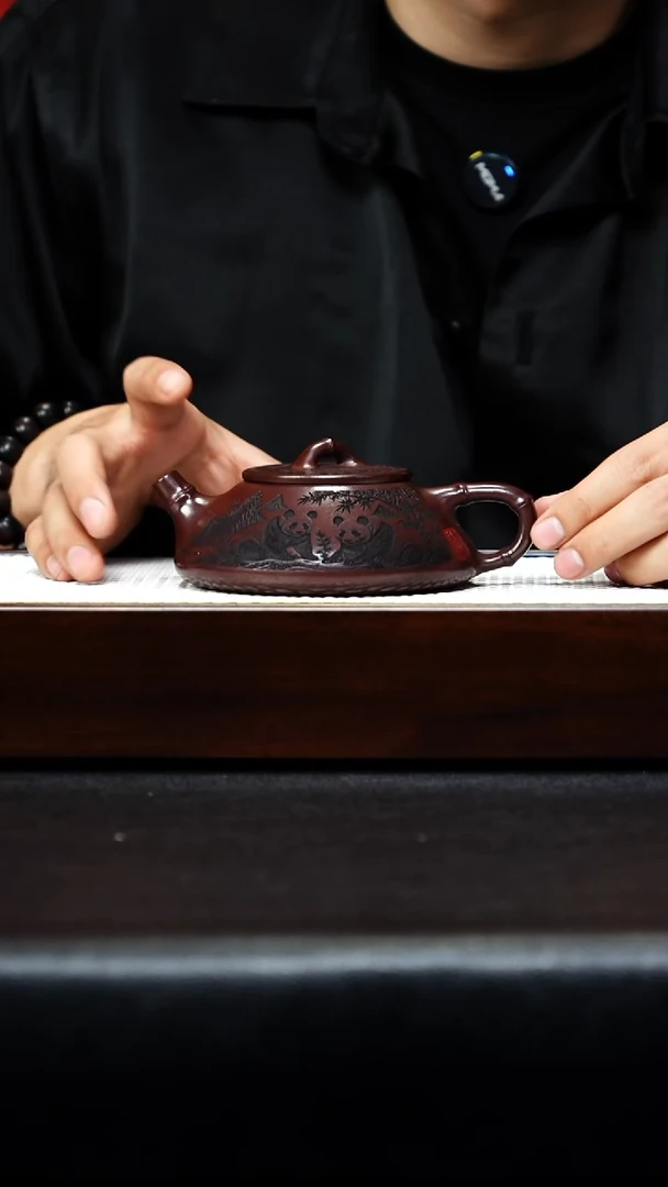 茶壶紫砂宜兴紫砂 竹段线瓢 石红 李恒阳h477