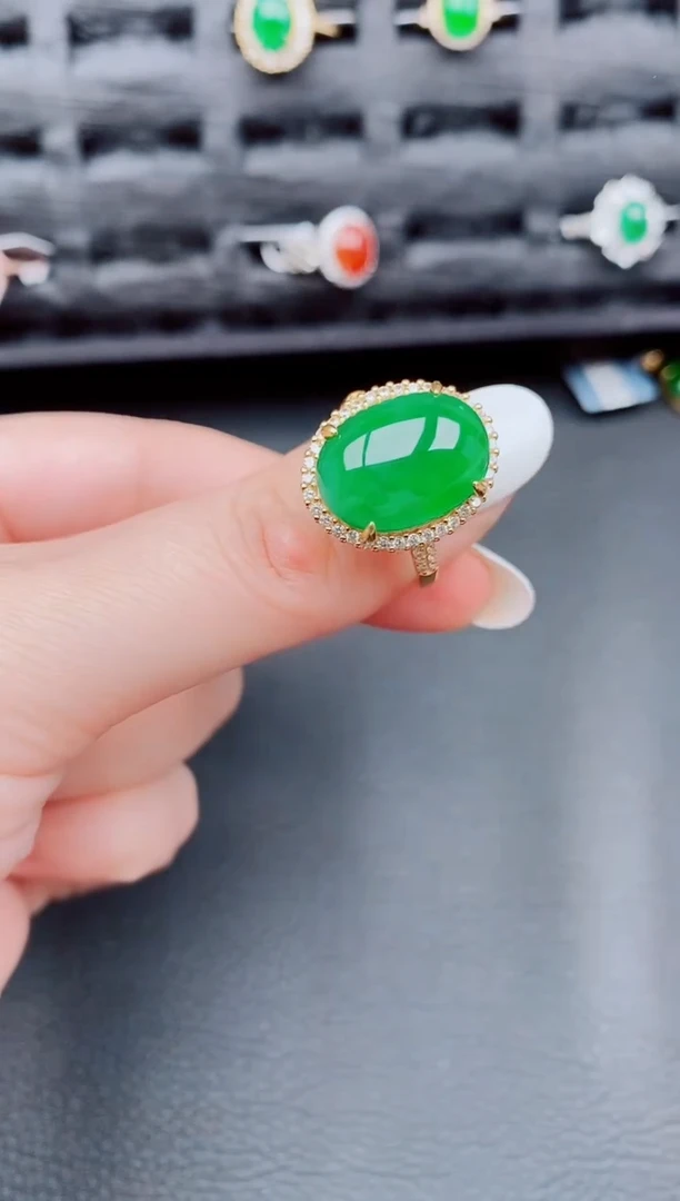 【闪购商品】翡翠戒指银S925镶嵌天然a货翡翠171