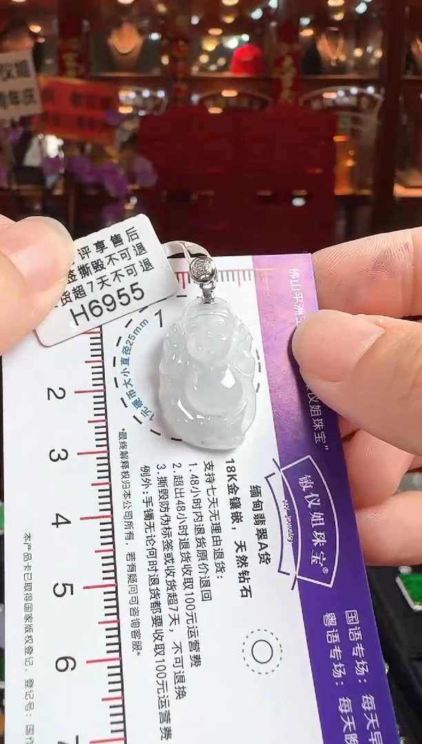 翡翠18K金镶嵌颈饰H6955冰财神