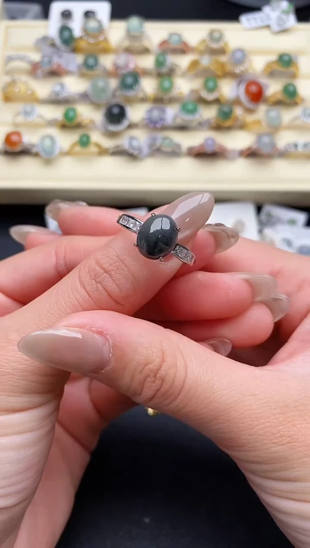 【闪购商品】翡翠戒指银S925镶嵌333333333+4