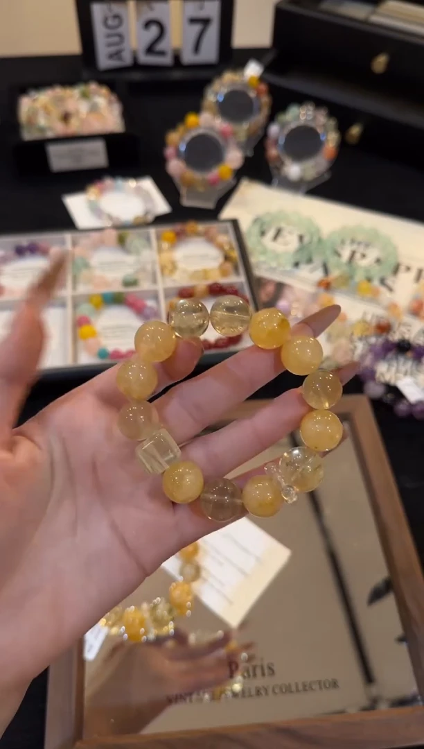 合金手链水晶黄胶花手链x3223