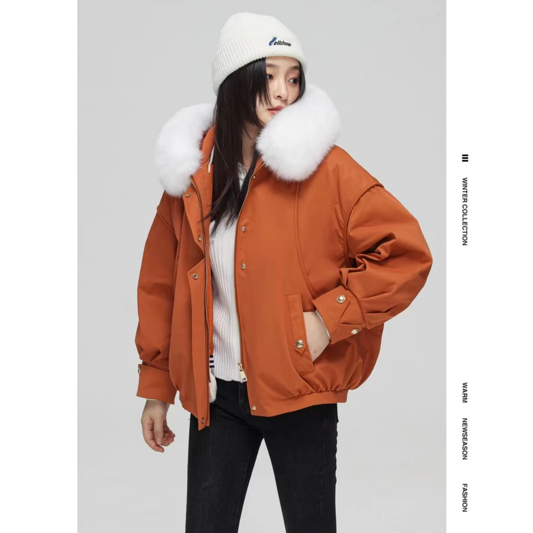 中长款保暖派克服冬季休闲女加厚毛领2313