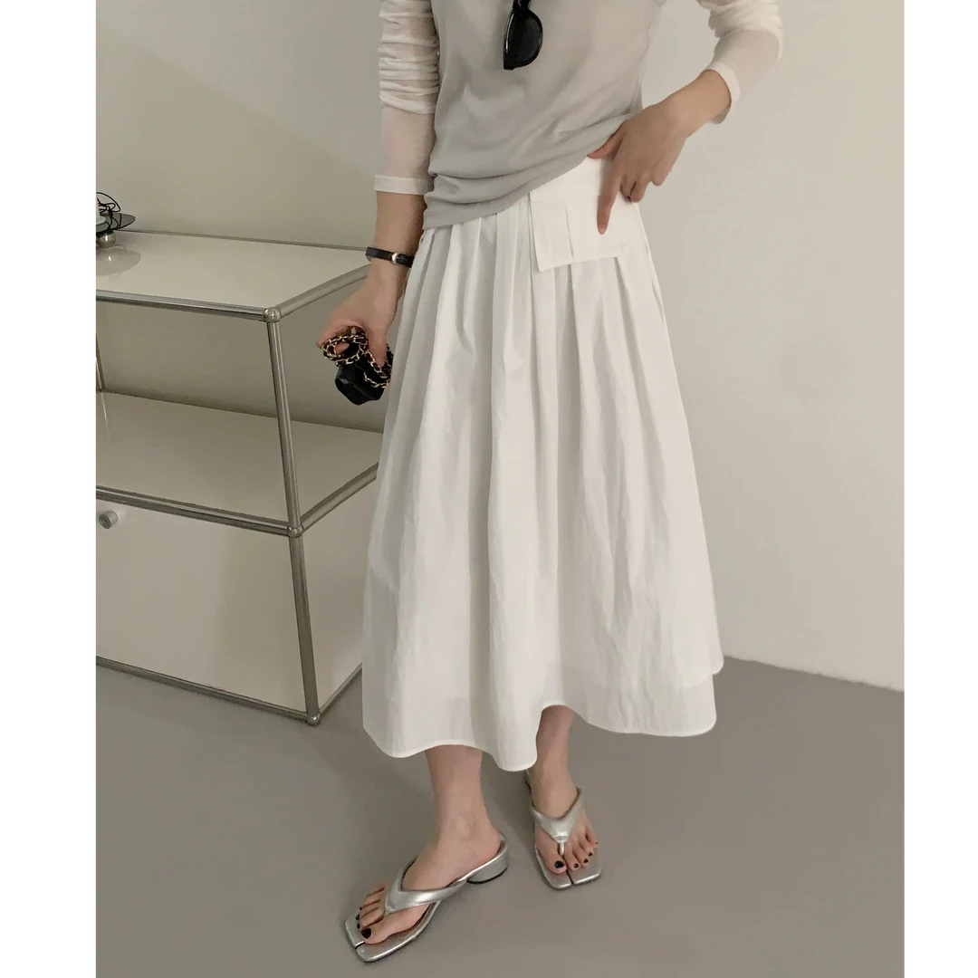 Pada.嘻&DY【腰包伞裙】韩系气质温柔 显瘦半身裙033125 Hi Fortune