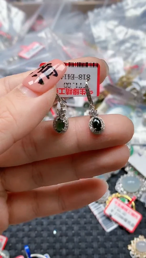 银S925镶嵌戒指翡翠天然A货缅甸翡翠