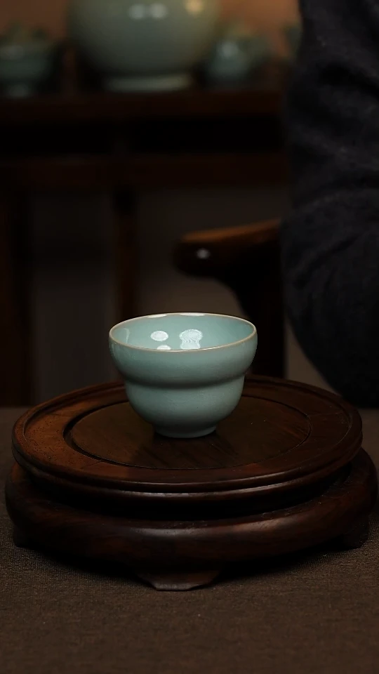 瓷片天青色葫芦杯100ml微瑕不带礼盒