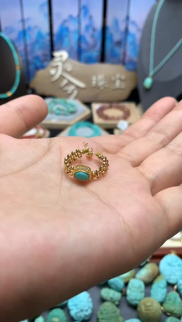 【闪购商品】绿松石戒指18K金镶嵌戒指