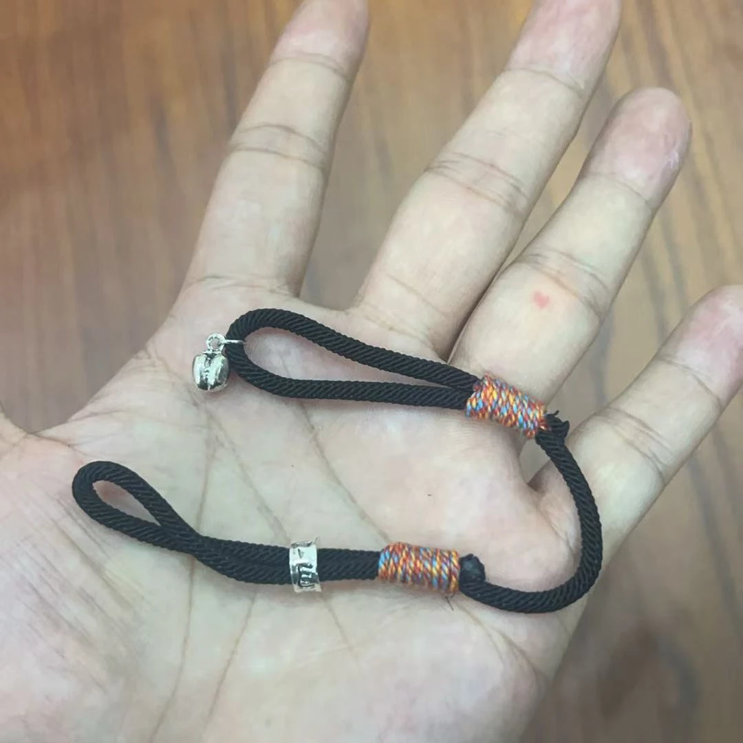 非金属布艺手链 黑绳子手链活结