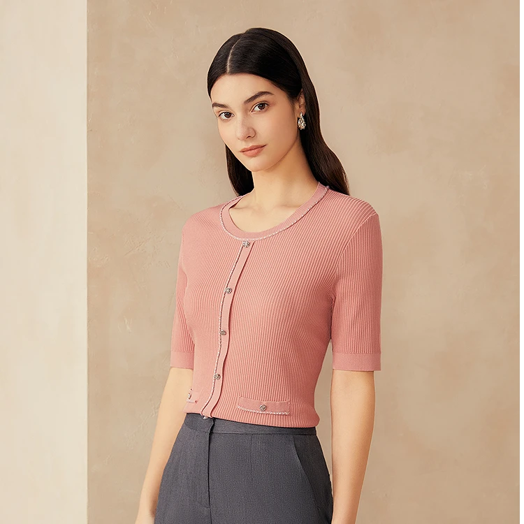 YINER音儿2025夏季复古轻上衣优雅毛针织衫8C35206500