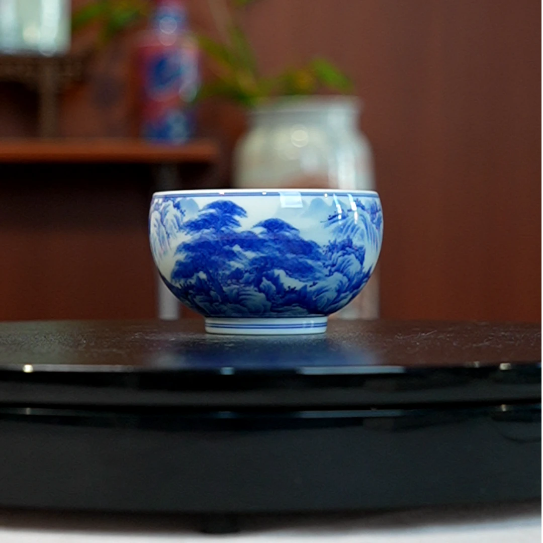 12.27/N100198/00811/青花山水禅定杯/口径8/高5/115cc
