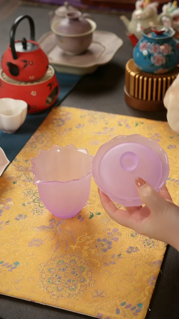 青云茶斋陶瓷茶具紫色玻璃1盖碗+1公道