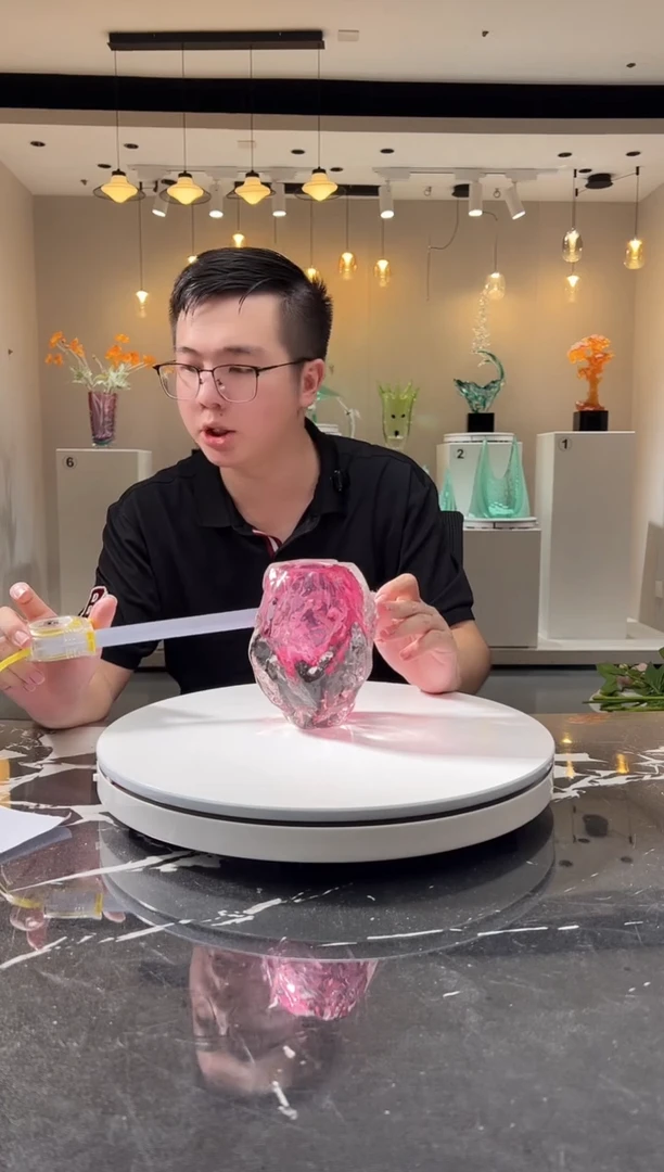摆件巴比特美学 金红冰川纹小花插