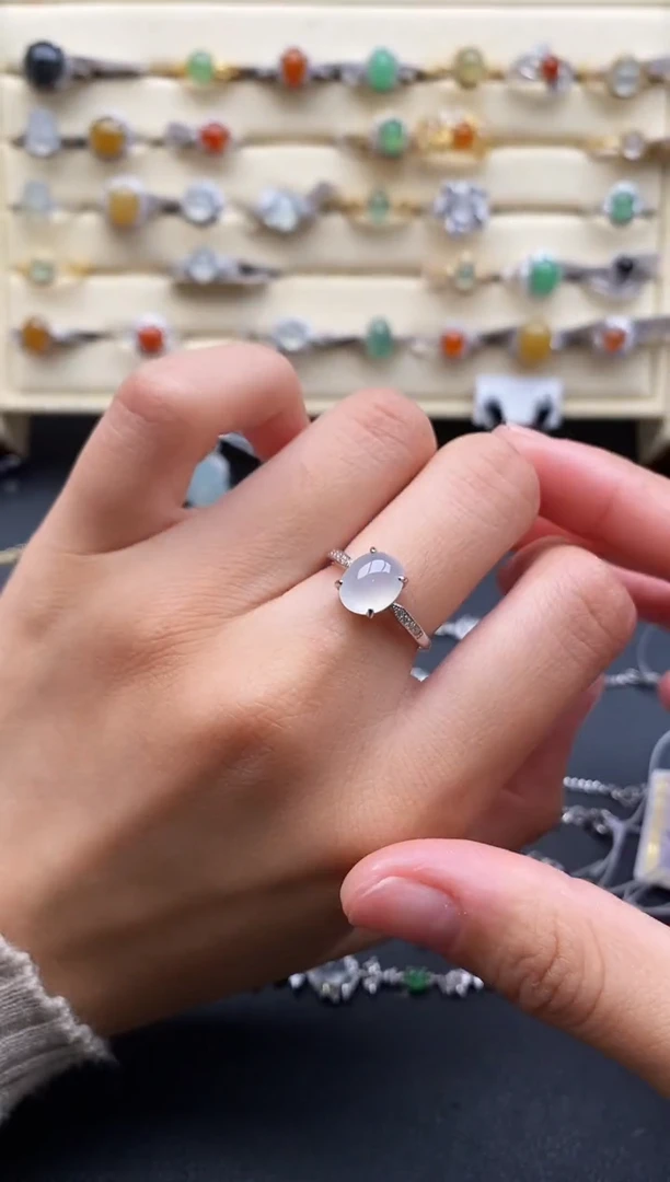 银S925镶嵌戒指翡翠666666+1