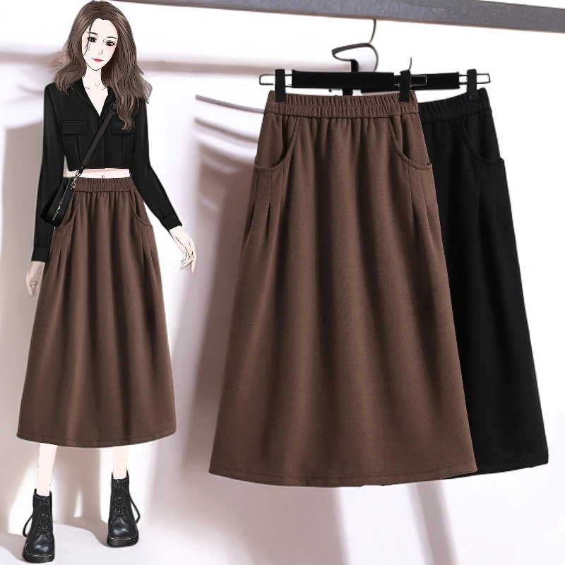 秋冬搭配外套加绒加厚气质休闲半身裙时尚显瘦a字裙小个子裙子