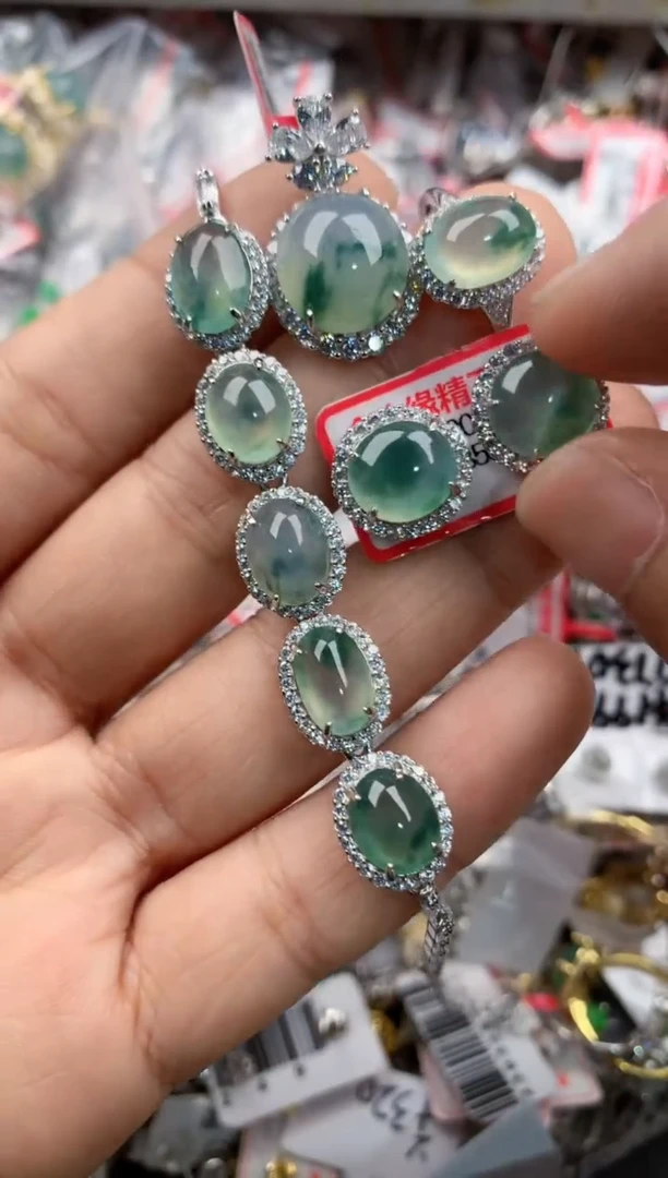 银S925镶嵌戒指翡翠2222----8