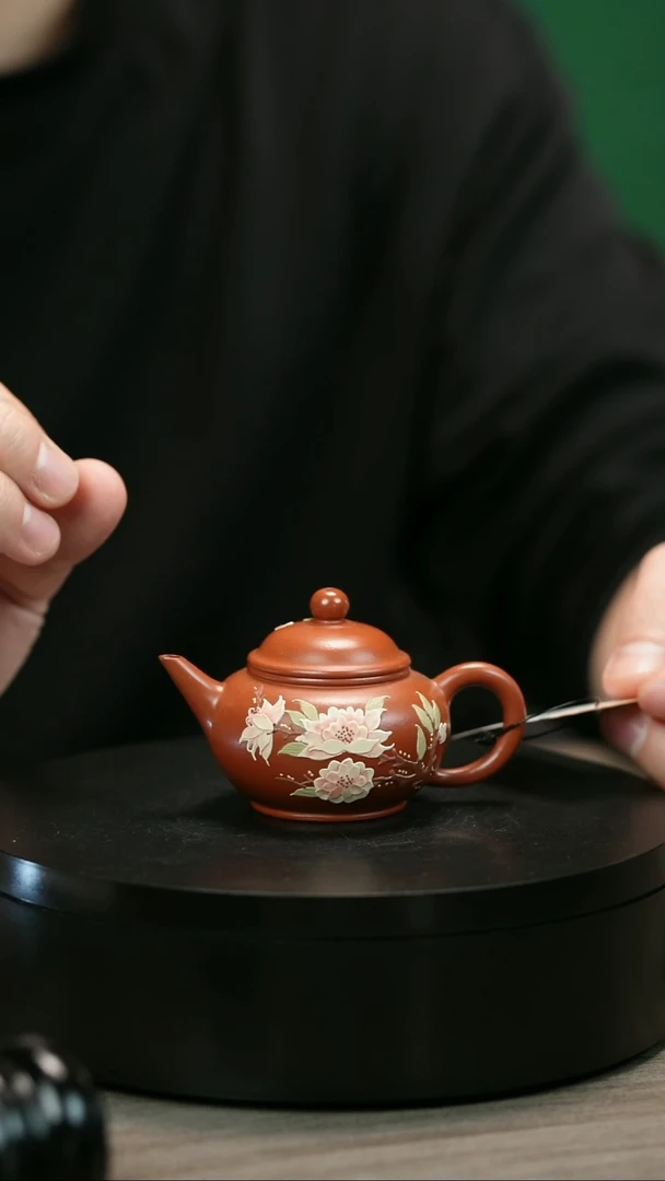 茶壶紫砂『****』H2217赵翠红牡丹堆绘水平