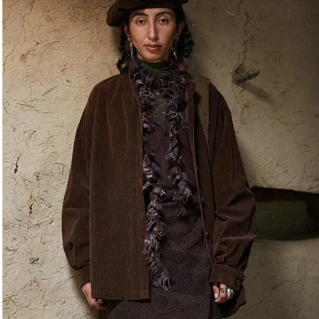 24FW1014  棉亚麻衬衫衬衣外套开衫秋冬灯芯绒