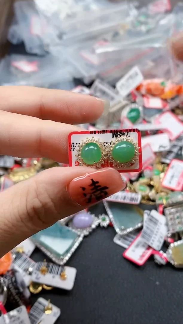 银S925镶嵌戒指翡翠天然A货缅甸翡翠