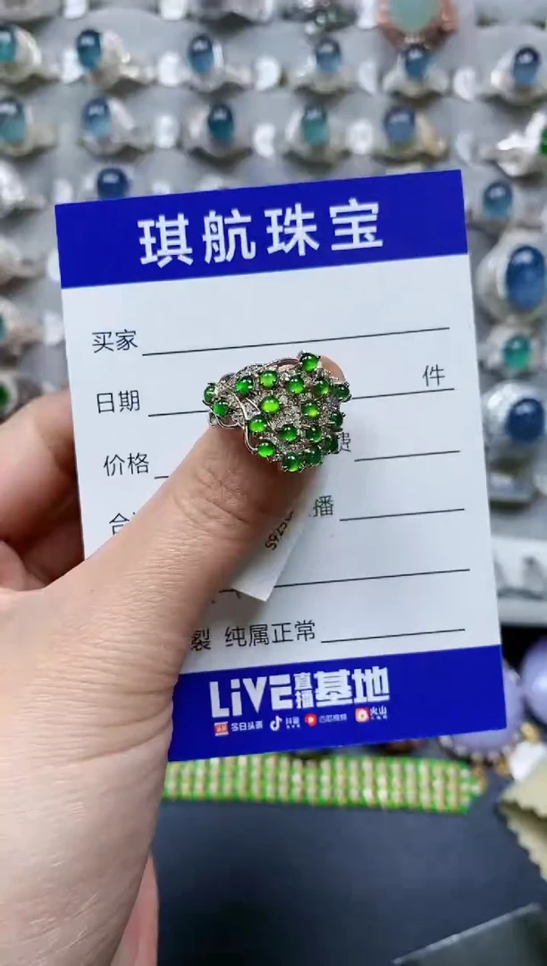 【闪购商品】翡翠戒指银S925镶嵌0573