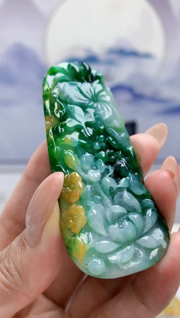 定制翡翠未镶嵌4688MM-毛货挂件167