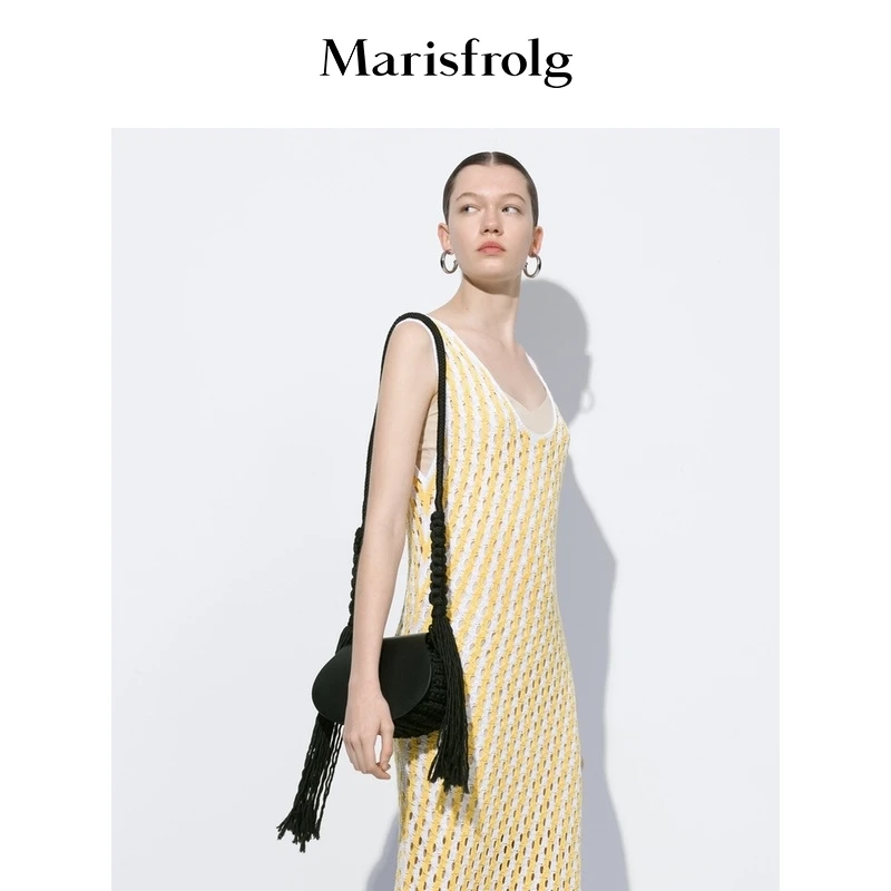 Marisfrolg/玛丝菲尔吊带编织流苏时尚设计感夏季连衣裙A1AY2871M