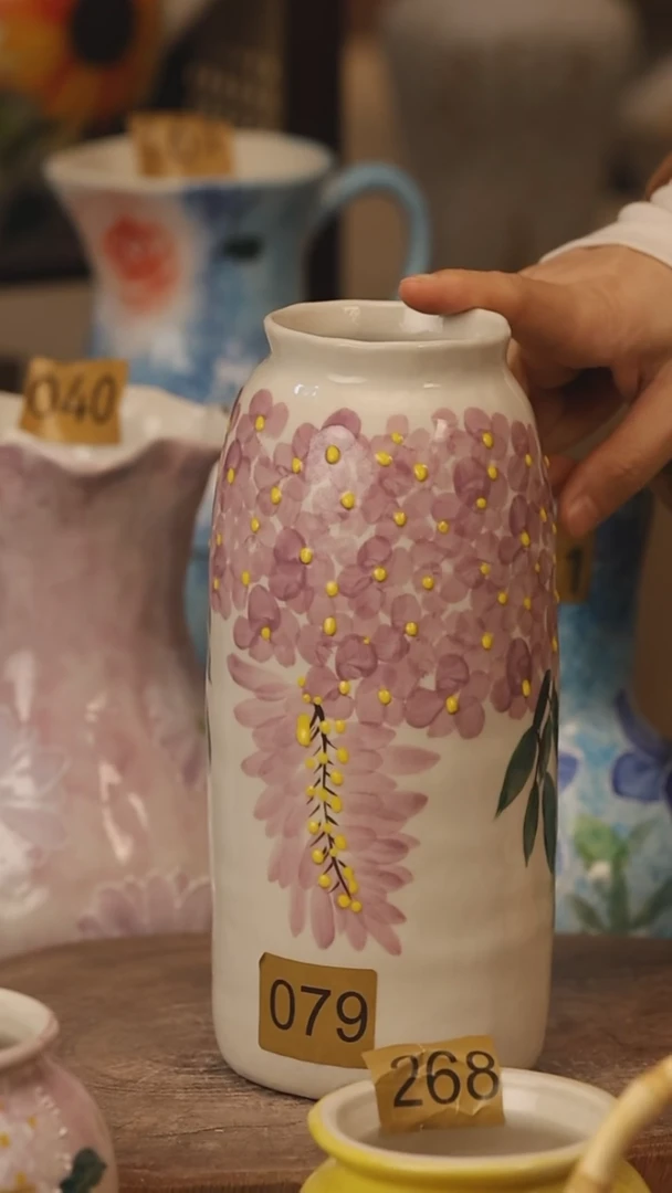 陶瓷景德镇设计师手作花器摆件侘寂风@M079@