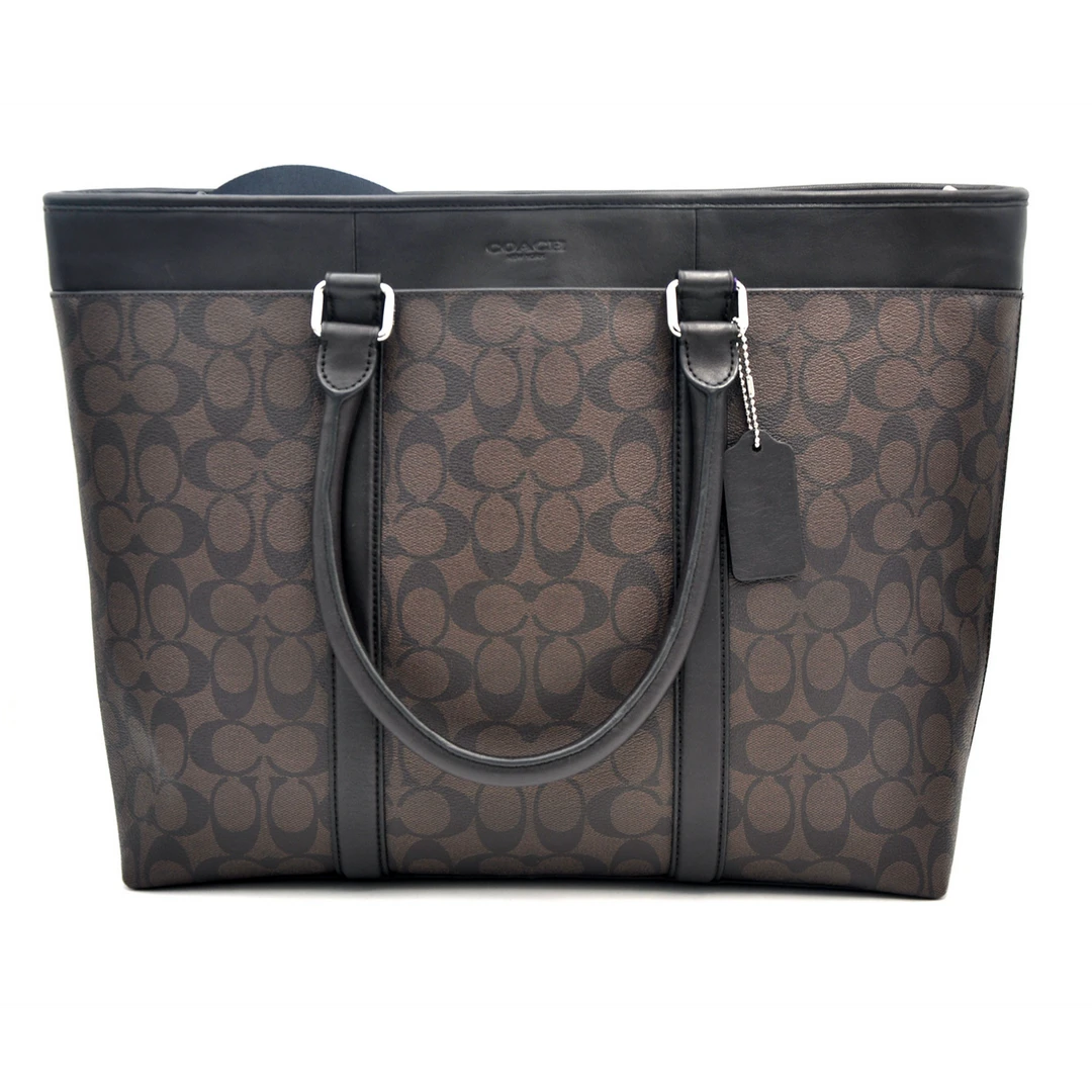 95新 COACH/蔻驰 98新经典老花男士手提单肩托特包37*32/77198