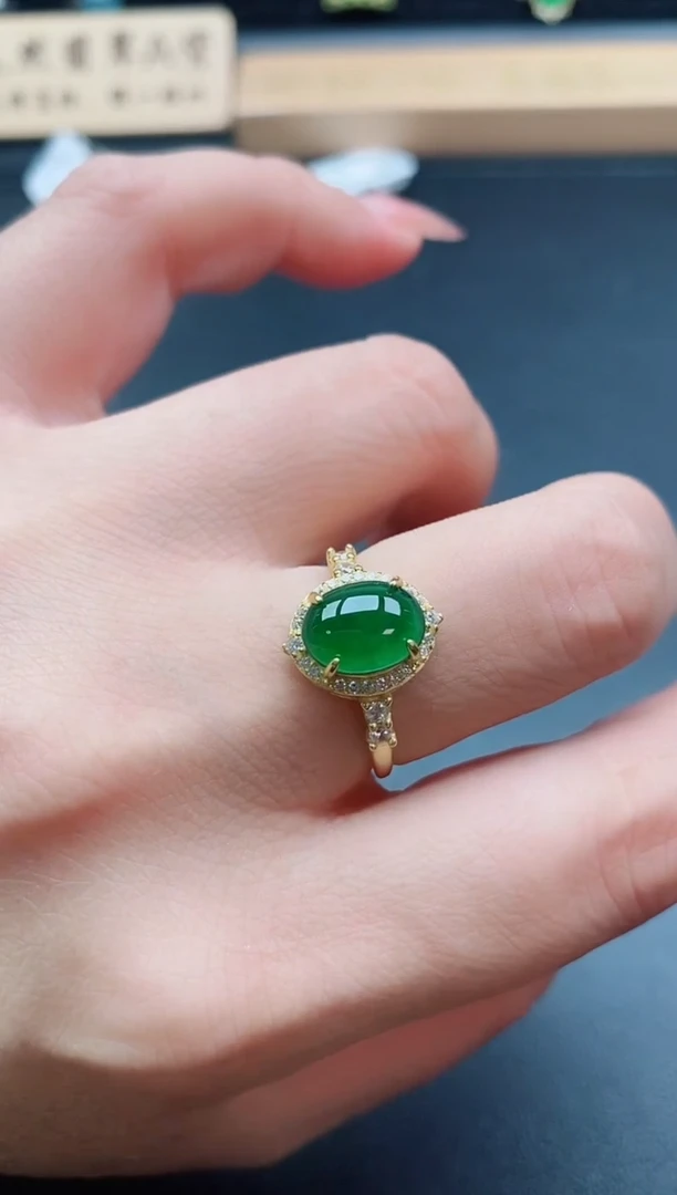 银S925镶嵌戒指翡翠1