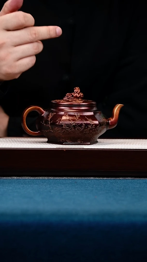 茶壶紫砂宜兴原矿全手工紫砂壶龙骨金沙贝金烧瑞兽宫灯