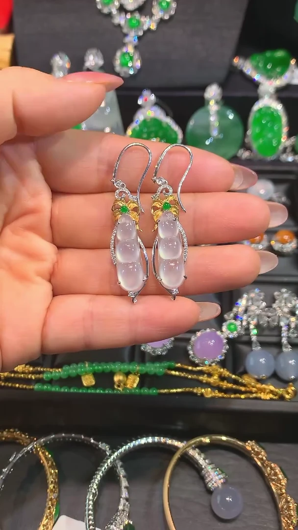 【闪购商品】翡翠耳饰18K金镶嵌耳饰