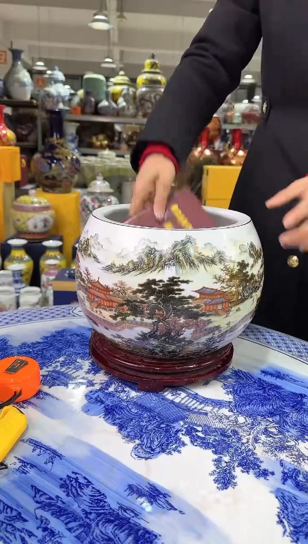【闪购商品】陶瓷景德镇陶瓷聚宝盆带底座