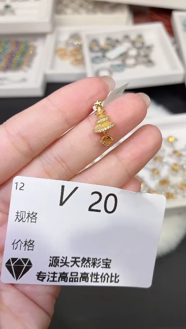 吊坠(不含链)银S925镶嵌水晶多样性发一V20