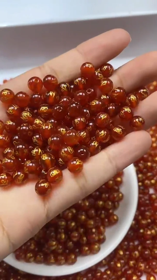 未镶嵌颈饰玛瑙/玉髓W1384-南红色六字6mm*20颗